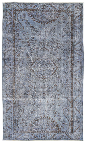 Blue Over Dyed Vintage Rug 5'3'' x 8'10'' ft 160 x 268 cm