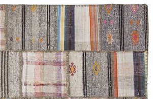 Striped Over Dyed Kilim Patchwork Unique Rug 5'3'' x 7'7'' ft 160 x 230 cm