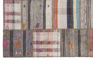 Striped Over Dyed Kilim Patchwork Unique Rug 5'3'' x 7'7'' ft 160 x 230 cm
