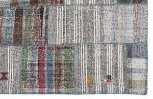 Striped Over Dyed Kilim Patchwork Unique Rug 5'3'' x 7'7'' ft 160 x 230 cm