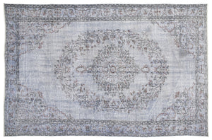Blue Over Dyed Vintage Rug 5'6'' x 8'5'' ft 167 x 257 cm