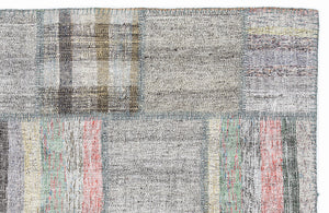 Striped Over Dyed Kilim Patchwork Unique Rug 5'3'' x 7'7'' ft 160 x 230 cm