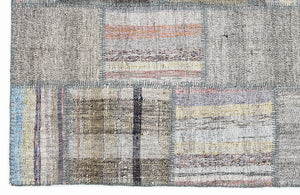 Striped Over Dyed Kilim Patchwork Unique Rug 5'3'' x 7'7'' ft 160 x 230 cm
