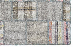 Striped Over Dyed Kilim Patchwork Unique Rug 5'3'' x 7'7'' ft 160 x 230 cm