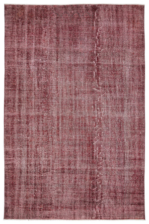 Red Over Dyed Vintage Rug 6'4'' x 9'9'' ft 194 x 297 cm