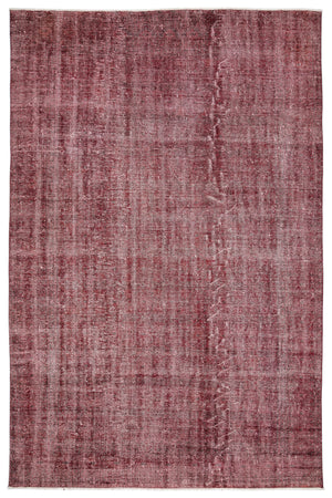 Red Over Dyed Vintage Rug 6'4'' x 9'9'' ft 194 x 297 cm