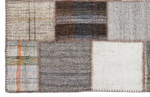 Striped Over Dyed Kilim Patchwork Unique Rug 5'3'' x 7'7'' ft 160 x 230 cm