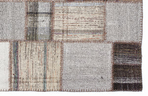 Striped Over Dyed Kilim Patchwork Unique Rug 5'3'' x 7'7'' ft 160 x 230 cm