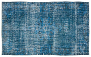 Turquoise Over Dyed Vintage Rug 5'0'' x 8'2'' ft 153 x 249 cm