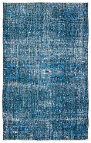 Turquoise Over Dyed Vintage Rug 5'0'' x 8'2'' ft 153 x 249 cm