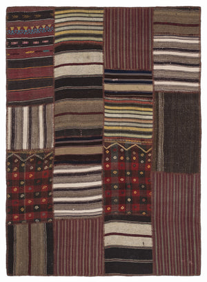 Naturel Over Dyed Kilim Patchwork Unique Rug 5'3'' x 7'7'' ft 160 x 230 cm