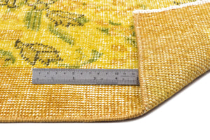 Yellow Over Dyed Vintage Rug 3'8'' x 6'8'' ft 111 x 202 cm