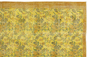 Yellow Over Dyed Vintage Rug 3'8'' x 6'8'' ft 111 x 202 cm