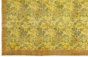 Yellow Over Dyed Vintage Rug 3'8'' x 6'8'' ft 111 x 202 cm