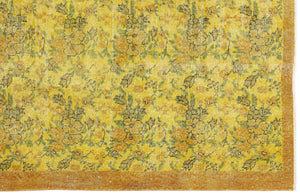 Yellow Over Dyed Vintage Rug 3'8'' x 6'8'' ft 111 x 202 cm