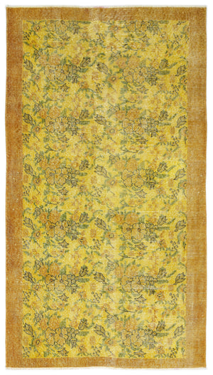 Yellow Over Dyed Vintage Rug 3'8'' x 6'8'' ft 111 x 202 cm
