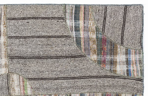 Striped Over Dyed Kilim Patchwork Unique Rug 5'3'' x 7'7'' ft 160 x 230 cm