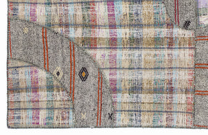 Striped Over Dyed Kilim Patchwork Unique Rug 5'3'' x 7'7'' ft 160 x 230 cm