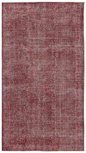 Red Over Dyed Vintage Rug 5'3'' x 9'5'' ft 159 x 287 cm