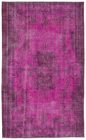 Fuchsia Over Dyed Vintage Rug 5'10'' x 9'7'' ft 179 x 293 cm