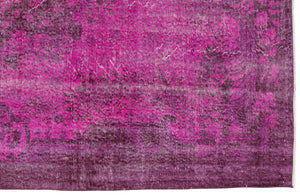 Fuchsia Over Dyed Vintage Rug 5'10'' x 9'7'' ft 179 x 293 cm
