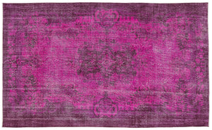 Fuchsia Over Dyed Vintage Rug 5'10'' x 9'7'' ft 179 x 293 cm