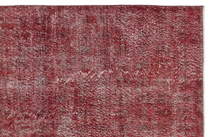 Red Over Dyed Vintage Rug 5'0'' x 10'8'' ft 153 x 325 cm