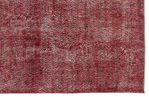 Red Over Dyed Vintage Rug 5'0'' x 10'8'' ft 153 x 325 cm