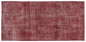 Red Over Dyed Vintage Rug 5'0'' x 10'8'' ft 153 x 325 cm