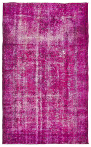 Fuchsia Over Dyed Vintage Rug 5'10'' x 9'10'' ft 179 x 300 cm
