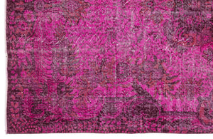 Fuchsia Over Dyed Vintage Rug 5'9'' x 9'11'' ft 176 x 301 cm