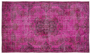 Fuchsia Over Dyed Vintage Rug 5'9'' x 9'11'' ft 176 x 301 cm