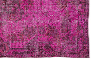 Fuchsia Over Dyed Vintage Rug 5'9'' x 9'11'' ft 176 x 301 cm