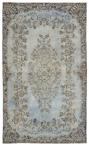 Blue Over Dyed Vintage Rug 5'7'' x 9'7'' ft 171 x 291 cm
