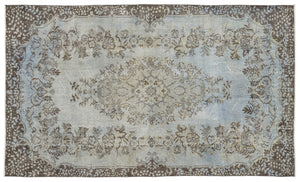 Blue Over Dyed Vintage Rug 5'7'' x 9'7'' ft 171 x 291 cm