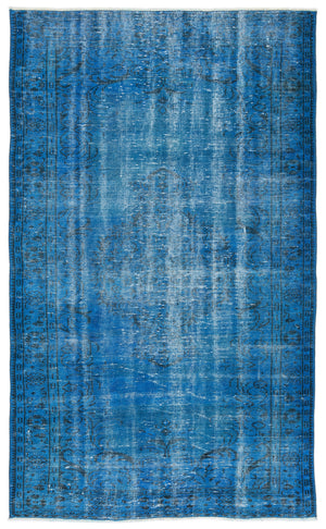 Turquoise Over Dyed Vintage Rug 4'8'' x 7'10'' ft 143 x 240 cm