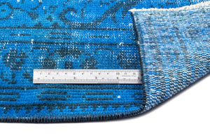 Turquoise Over Dyed Vintage Rug 4'8'' x 7'10'' ft 143 x 240 cm
