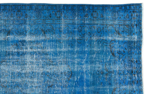 Turquoise Over Dyed Vintage Rug 4'8'' x 7'10'' ft 143 x 240 cm