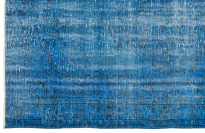 Turquoise Over Dyed Vintage Rug 4'8'' x 7'10'' ft 143 x 240 cm
