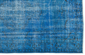 Turquoise Over Dyed Vintage Rug 4'8'' x 7'10'' ft 143 x 240 cm