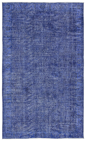 Blue Over Dyed Vintage Rug 5'5'' x 8'11'' ft 164 x 273 cm