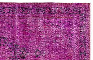 Fuchsia Over Dyed Vintage Rug 5'7'' x 9'4'' ft 171 x 285 cm