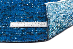 Turquoise  Over Dyed Vintage Rug 5'3'' x 9'1'' ft 161 x 277 cm
