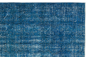 Turquoise  Over Dyed Vintage Rug 5'3'' x 9'1'' ft 161 x 277 cm