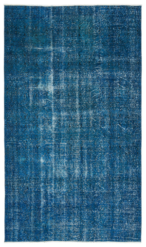 Turquoise  Over Dyed Vintage Rug 5'3'' x 9'1'' ft 161 x 277 cm