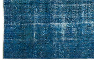 Turquoise  Over Dyed Vintage Rug 5'3'' x 9'1'' ft 161 x 277 cm