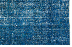 Turquoise  Over Dyed Vintage Rug 5'3'' x 9'1'' ft 161 x 277 cm