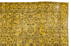 Yellow Over Dyed Vintage Rug 5'9'' x 9'4'' ft 176 x 284 cm