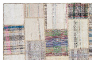 Striped Over Dyed Kilim Patchwork Unique Rug 5'3'' x 7'7'' ft 160 x 230 cm