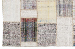 Striped Over Dyed Kilim Patchwork Unique Rug 5'3'' x 7'7'' ft 160 x 230 cm